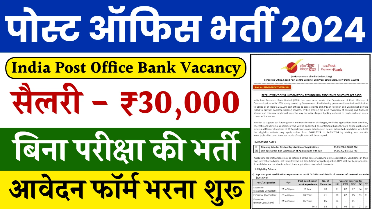 Indian Post Office Vacancy: भारतीय डाक विभाग ने ग्रामीण डाक सेवक एजुकेटिव के 344 पदों पर नोटिफिकेशन जारी किया