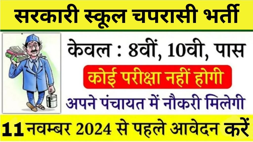 School Peon Vacancy: सरकारी स्कूल चपरासी भर्ती का 10वी पास के लिए नोटिफिकेशन जारी, बिना परीक्षा भर्ती